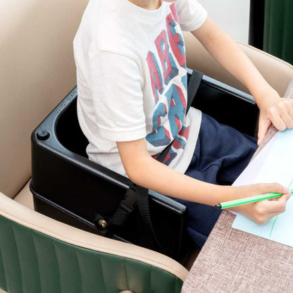 Table Tek Black Plastic Booster Seat - Dual Height, with Strap - 12 1/2" x 8 3/4" - 1 count box