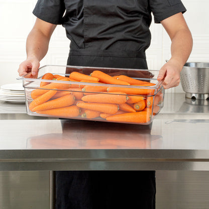 Met Lux Rectangle Clear Plastic Full Size Cold Food Storage Container - 6" Depth - 10 count box