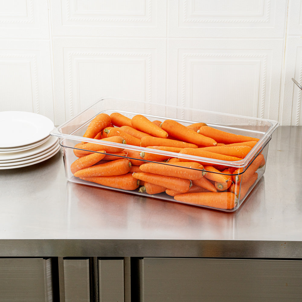 Met Lux Rectangle Clear Plastic Full Size Cold Food Storage Container - 6" Depth - 10 count box