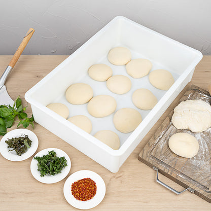 Pizzaly White Plastic Pizza Dough Proofing Box - 26" x 18" x 6" - 1 count box