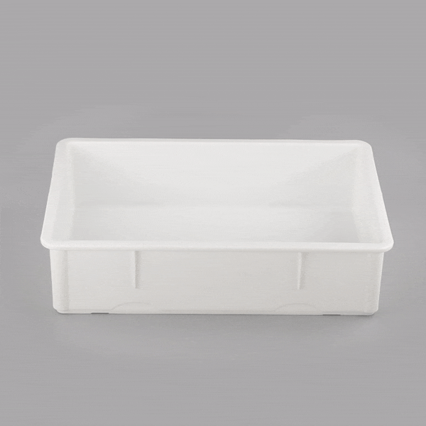 Pizzaly Rectangle White Plastic Pizza Dough Proofing Box - 26" x 18" x 6" - 10 count box
