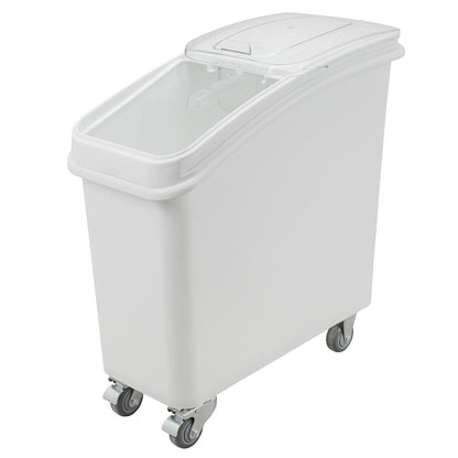 Met Lux 21 gal Rectangle White Mobile Ingredient Storage Bin - with Lid - 29" x 13" x 29 1/4" - 1 count box