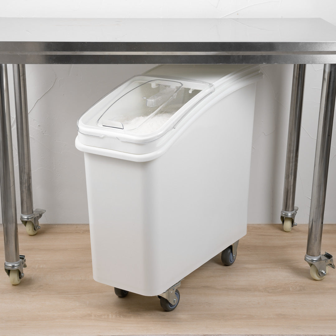 Met Lux 21 gal Rectangle White Mobile Ingredient Storage Bin - with Lid - 29" x 13" x 29 1/4" - 1 count box
