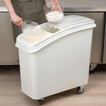 Met Lux 21 gal Rectangle White Mobile Ingredient Storage Bin - with Lid - 29" x 13" x 29 1/4" - 1 count box