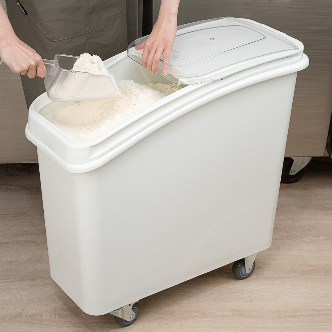 Met Lux 21 gal Rectangle White Mobile Ingredient Storage Bin - with Lid - 29" x 13" x 29 1/4" - 1 count box