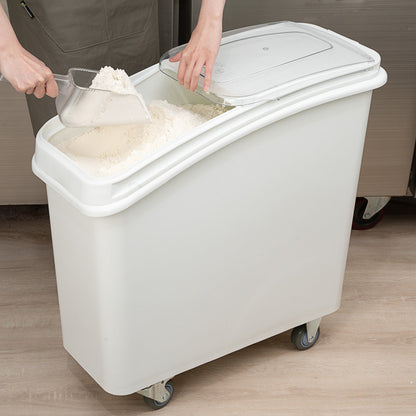 Met Lux 21 gal Rectangle White Mobile Ingredient Storage Bin - with Lid - 29" x 13" x 29 1/4" - 1 count box
