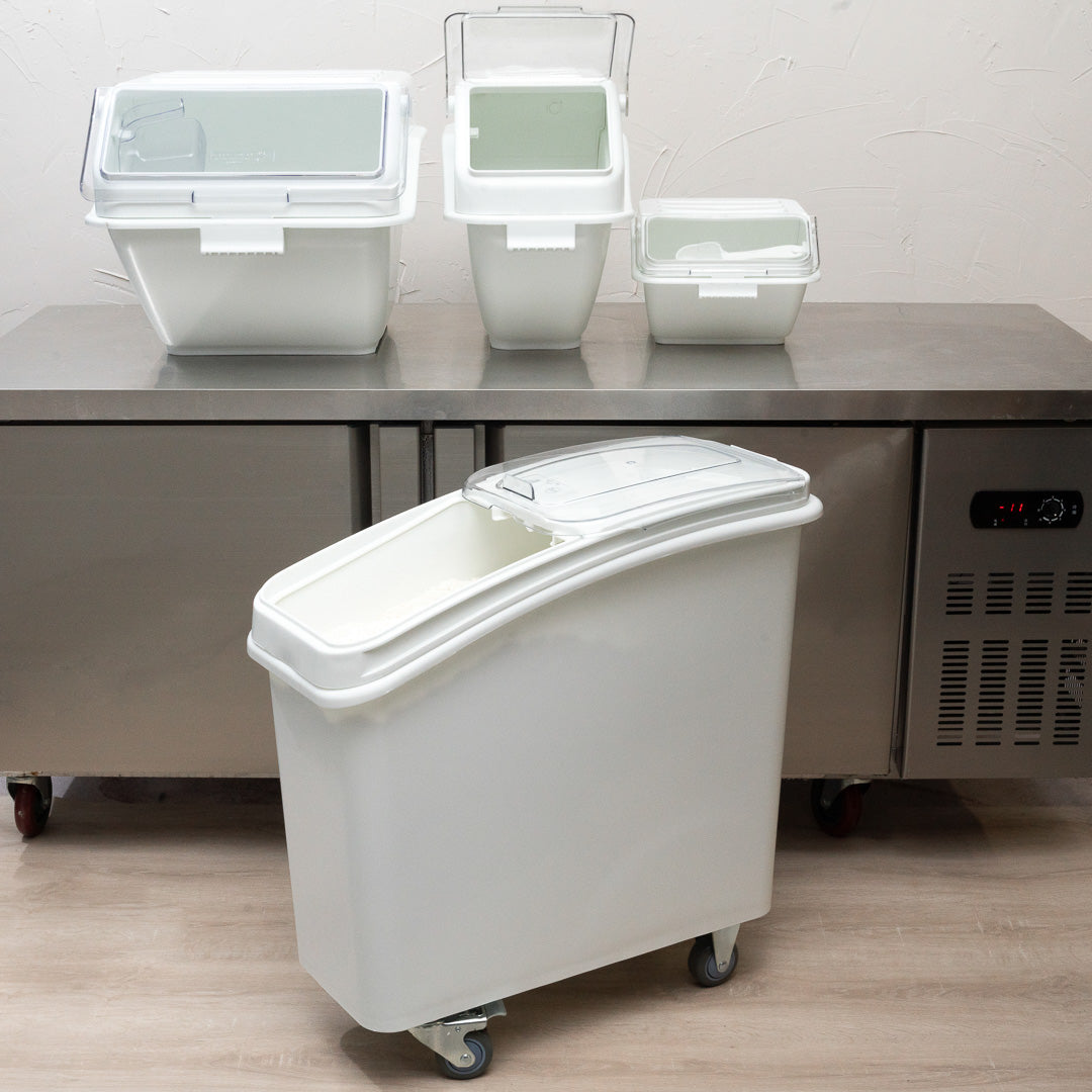 Met Lux 21 gal Rectangle White Mobile Ingredient Storage Bin - with Lid - 29" x 13" x 29 1/4" - 1 count box