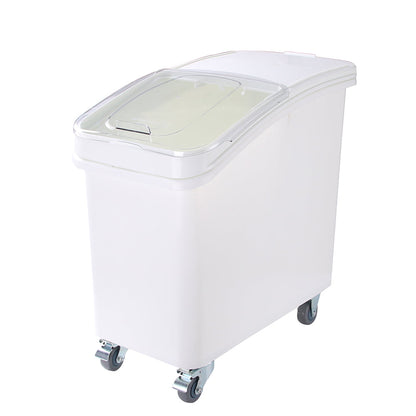 Met Lux 27 gal Rectangle White Mobile Ingredient Bin - with Lid - 29 1/2" x 15 1/2" x 28" - 1 count box