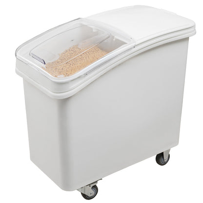 Met Lux 27 gal Rectangle White Mobile Ingredient Bin - with Lid - 29 1/2" x 15 1/2" x 28" - 1 count box
