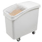 Met Lux 27 gal Rectangle White Mobile Ingredient Bin - with Lid - 29 1/2" x 15 1/2" x 28" - 1 count box