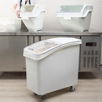 Met Lux 27 gal Rectangle White Mobile Ingredient Bin - with Lid - 29 1/2" x 15 1/2" x 28" - 1 count box