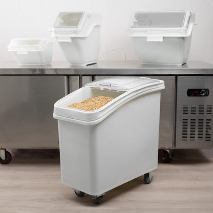 Met Lux 27 gal Rectangle White Mobile Ingredient Bin - with Lid - 29 1/2" x 15 1/2" x 28" - 1 count box