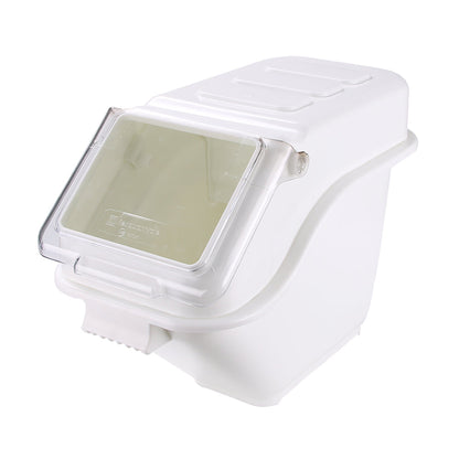 Met Lux 6 gal Rectangle White Shelf Ingredient Bin - with 2 1/2 Cup Measuring Scoop - 1 count box