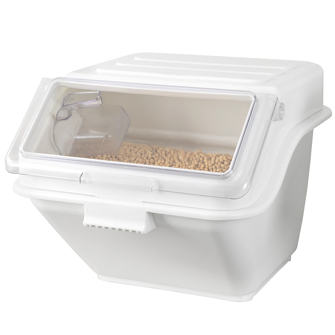 Met Lux 13 gal Rectangle White Shelf Ingredient Bin - with 2 1/2 Cup Measuring Scoop - 22 1/2" x 20 1/4" x 16 1/2" - 1 count box