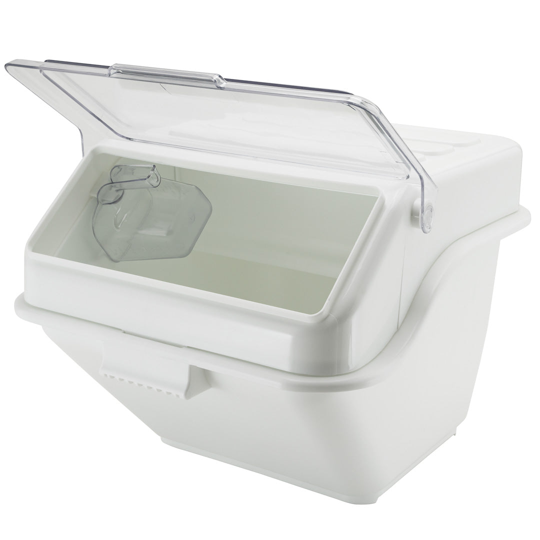 Met Lux 13 gal Rectangle White Shelf Ingredient Bin - with 2 1/2 Cup Measuring Scoop - 22 1/2" x 20 1/4" x 16 1/2" - 1 count box