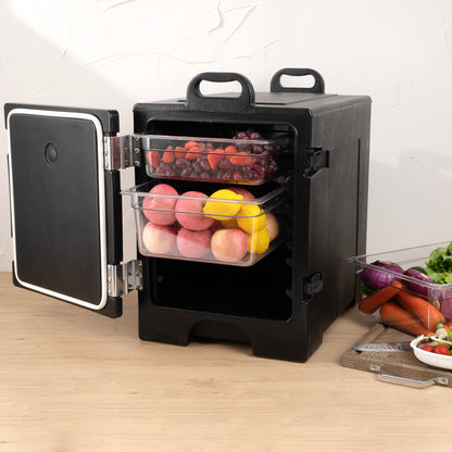 Cater Tek Rectangle Black Food Pan Carrier - Insulated, Front Loading - 16 3/4" x 24" x 25" - 1 count box