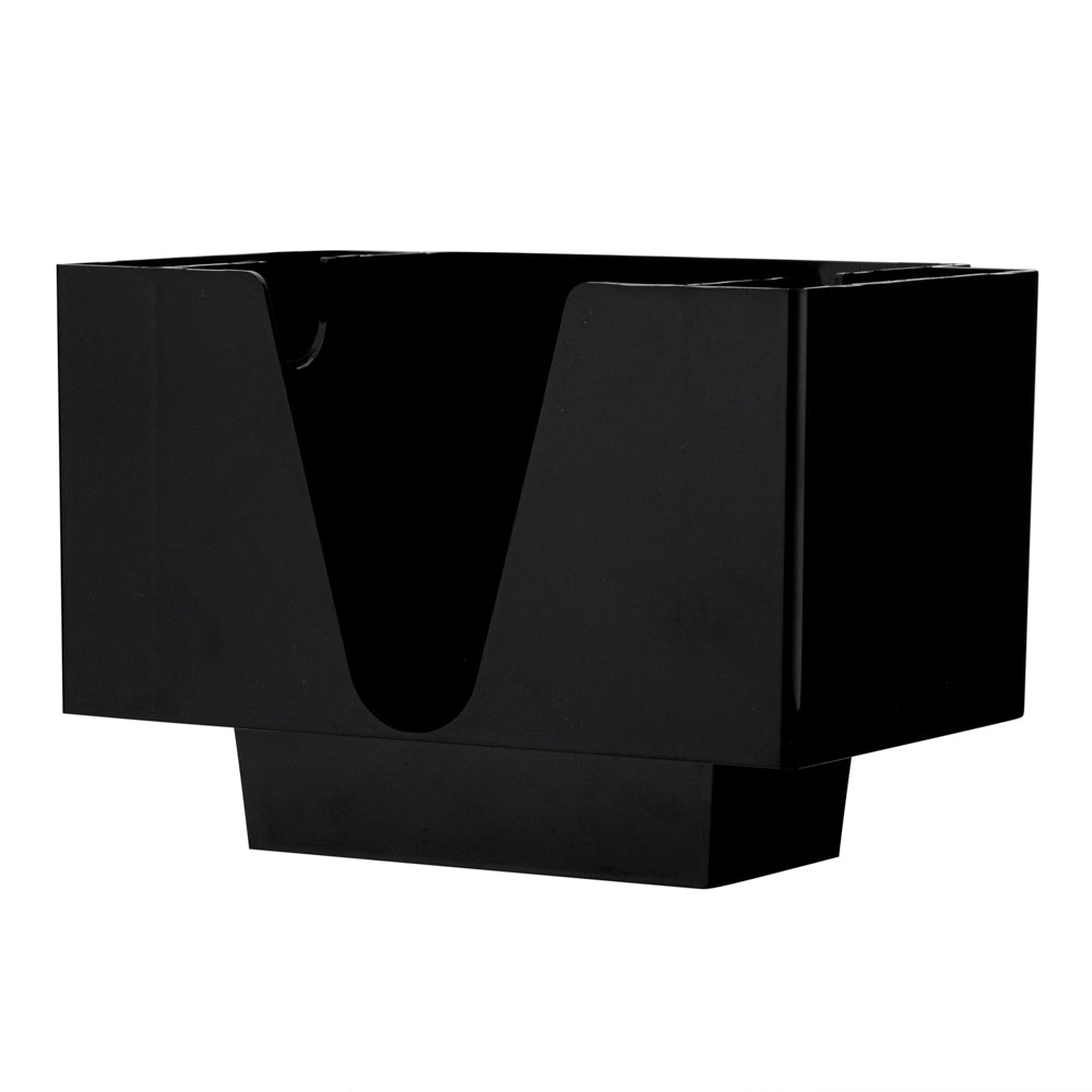 Bar Lux Black Plastic Condiment Caddy / Napkin Holder - 3 Compartments - 8" x 5 1/2" x 5 3/4" - 1 count box