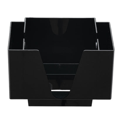 Bar Lux Rectangle Black Plastic Condiment Caddy / Napkin Holder - 3 Compartments - 8" x 5 1/2" x 5 3/4" - 10 count box