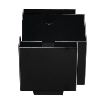 Bar Lux Rectangle Black Plastic Condiment Caddy / Napkin Holder - 3 Compartments - 8" x 5 1/2" x 5 3/4" - 10 count box