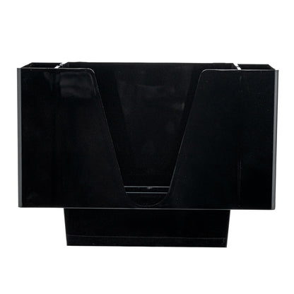 Bar Lux Rectangle Black Plastic Condiment Caddy / Napkin Holder - 3 Compartments - 8" x 5 1/2" x 5 3/4" - 10 count box