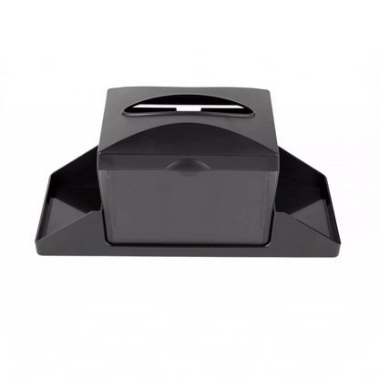 Bar Lux Rectangle Black Plastic Tabletop Condiment Caddy / Interfold Napkin Dispenser - 14 1/4" x 5 3/4" x 6 1/2" - 1 count box