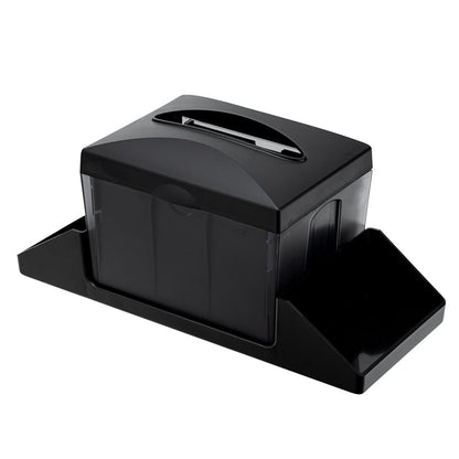 Bar Lux Rectangle Black Plastic Tabletop Condiment Caddy / Interfold Napkin Dispenser - 14 1/4" x 5 3/4" x 6 1/2" - 1 count box