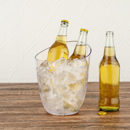 Bar Lux 3.2 qt Round Clear Plastic Champagne / Wine Bucket - 9 1/4" x 7 1/2" x 7 3/4" - 10 count box
