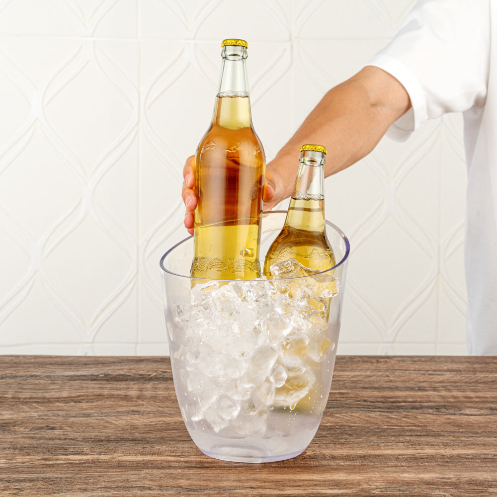 Bar Lux 3.2 qt Round Clear Plastic Champagne / Wine Bucket - 9 1/4" x 7 1/2" x 7 3/4" - 10 count box