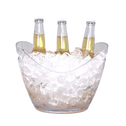 Bar Lux 3.7 qt Oval Clear Plastic Champagne Wine Bucket - 10 1/2" x 8" x 7 3/4" - 10 count box
