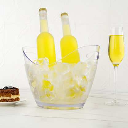 Bar Lux 3.7 qt Oval Clear Plastic Champagne Wine Bucket - 10 1/2" x 8" x 7 3/4" - 10 count box