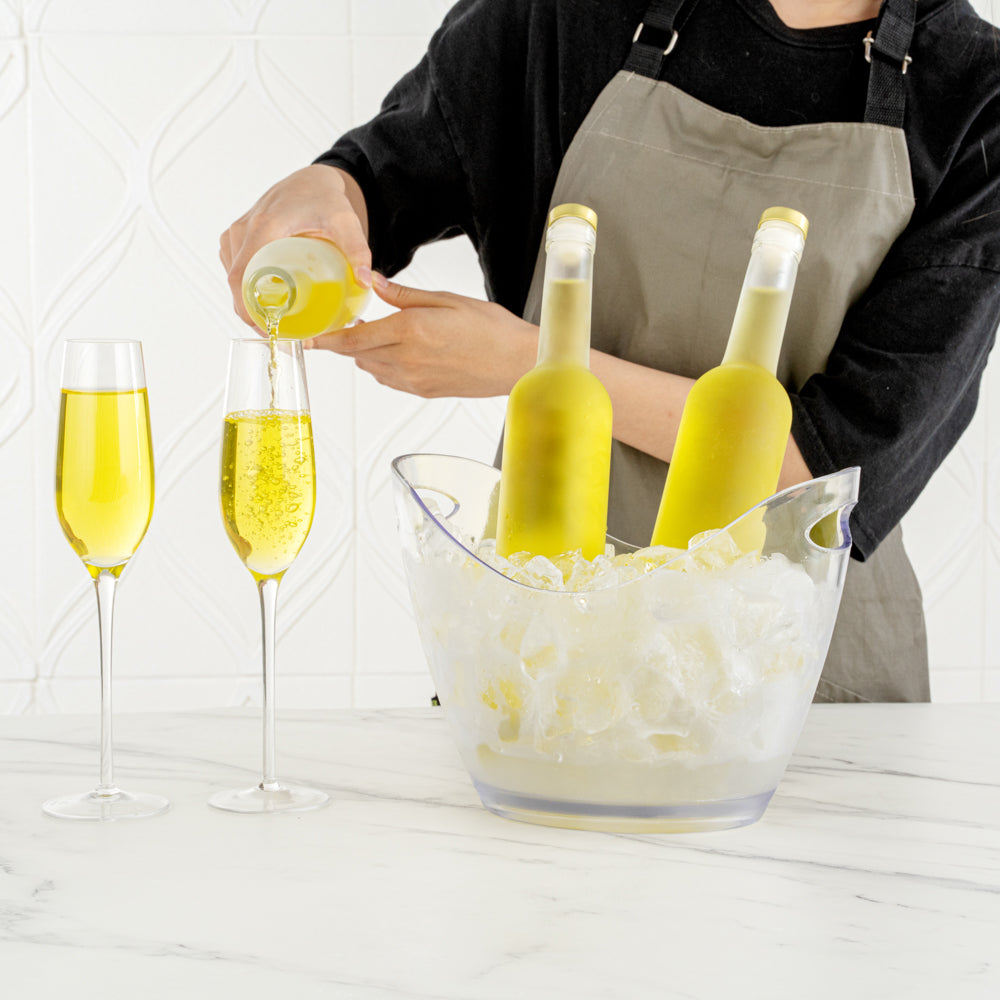 Bar Lux 3.7 qt Oval Clear Plastic Champagne Wine Bucket - 10 1/2" x 8" x 7 3/4" - 10 count box