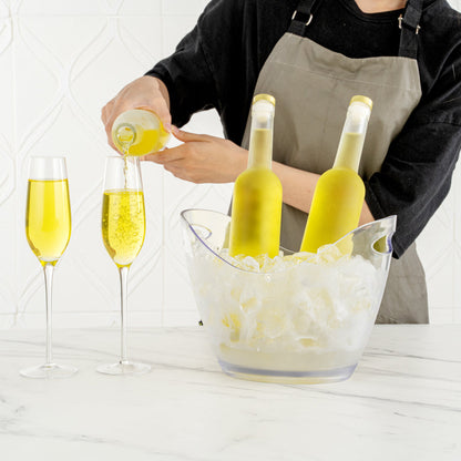Bar Lux 3.7 qt Oval Clear Plastic Champagne Wine Bucket - 10 1/2" x 8" x 7 3/4" - 10 count box