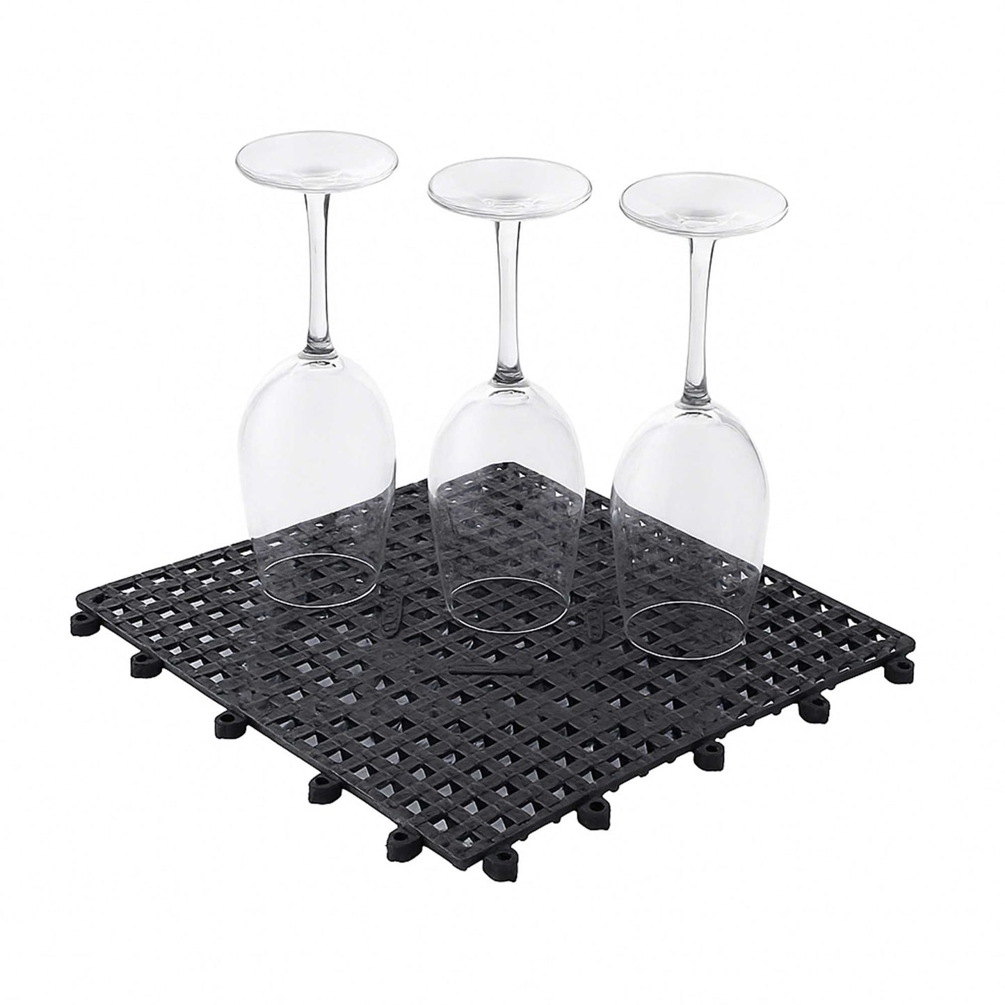 Bar Lux Square Black Bar Mat - Interlocking - 12" x 12" - 10 count box