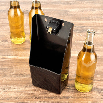 Bar Lux Rectangle Black Bottle Cap Catcher - with Bottle Opener - 8 1/4" x 5 1/2" x 3" - 10 count box