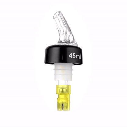Bar Lux 1.5 oz Yellow Plastic Measured Liquor Pourer - with Collar, Clear Spout - 50 count box