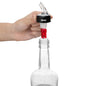 Bar Lux 1 oz Red Plastic Measured Liquor Pourer - with Collar, Clear Spout - 1 1/2" x 1 1/2" x 3 3/4" - 10 count box