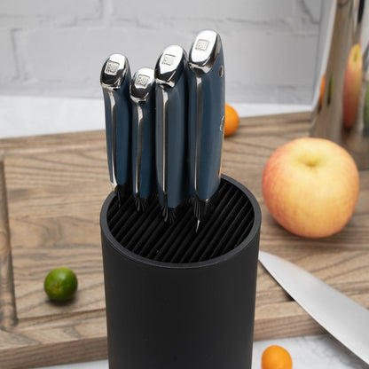 Sensei Round Black Knife Block - Soft Touch - 4 1/4" x 4 1/4" x 9" - 1 count box