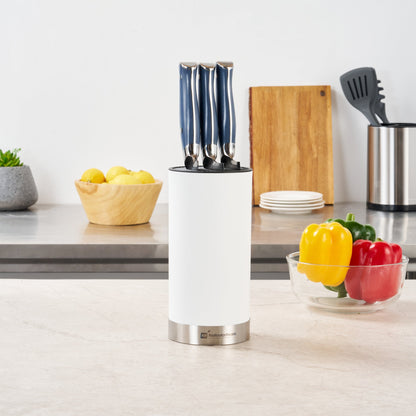 Sensei Round White Knife Block - Soft Touch - 4 1/4" x 4 1/4" x 9" - 1 count box