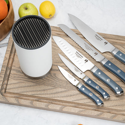 Sensei Round White Knife Block - Soft Touch - 4 1/4" x 4 1/4" x 9" - 1 count box