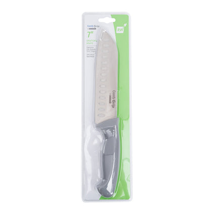 Comfy Grip Gray Stainless Steel 7" Santoku Knife - 1 count box