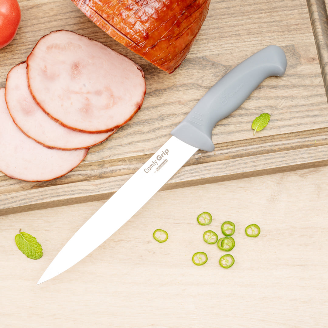 Comfy Grip Gray Stainless Steel 8" Carving Knife - 1 count box