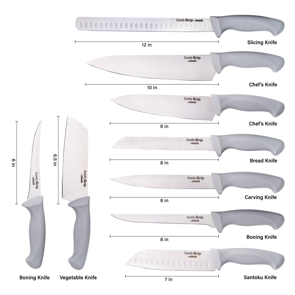 Comfy Grip Gray Stainless Steel 9-Piece Knife Set - 1 count box