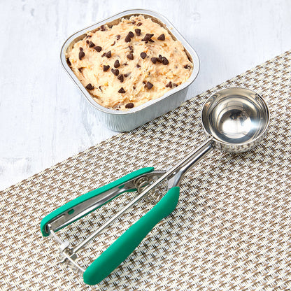 Comfy Grip 2.5 oz Stainless Steel #12 Ice Cream Scoop - with Green Handle - 1 count box