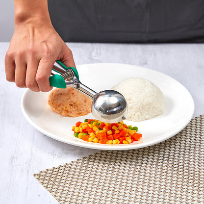 Comfy Grip 2.5 oz Stainless Steel #12 Ice Cream Scoop - with Green Handle - 1 count box