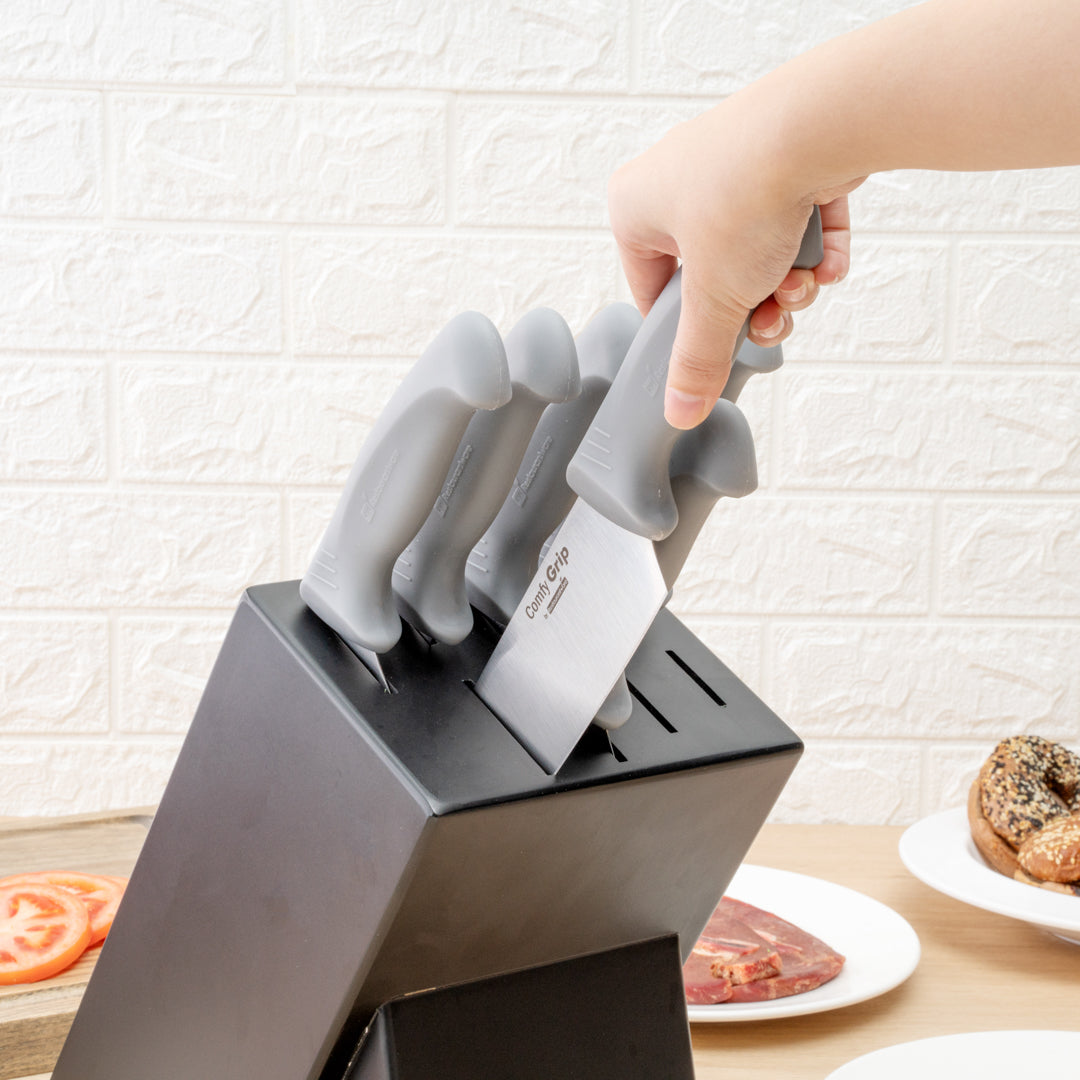 Comfy Grip Gray Stainless Steel 9-Piece Knife Set - with Holder - 1 count box
