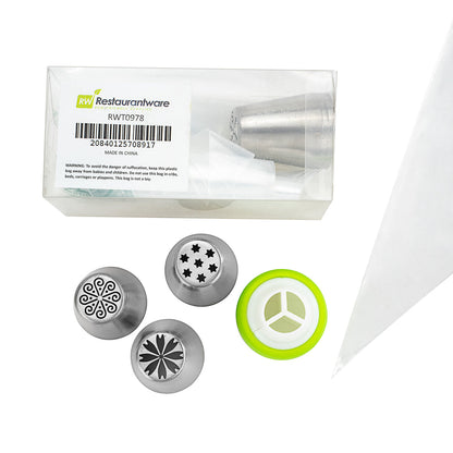 Pastry Tek Stainless Steel Russian Piping Tip Set - 17-Piece - 1 count box