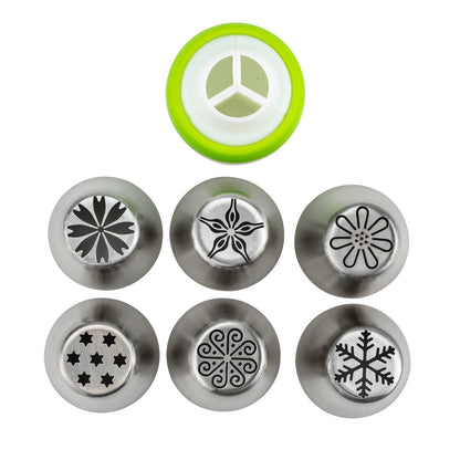 Pastry Tek Stainless Steel Russian Piping Tip Set - 17-Piece - 1 count box