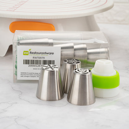 Pastry Tek Stainless Steel Russian Piping Tip Set - 21-Piece - 1 count box