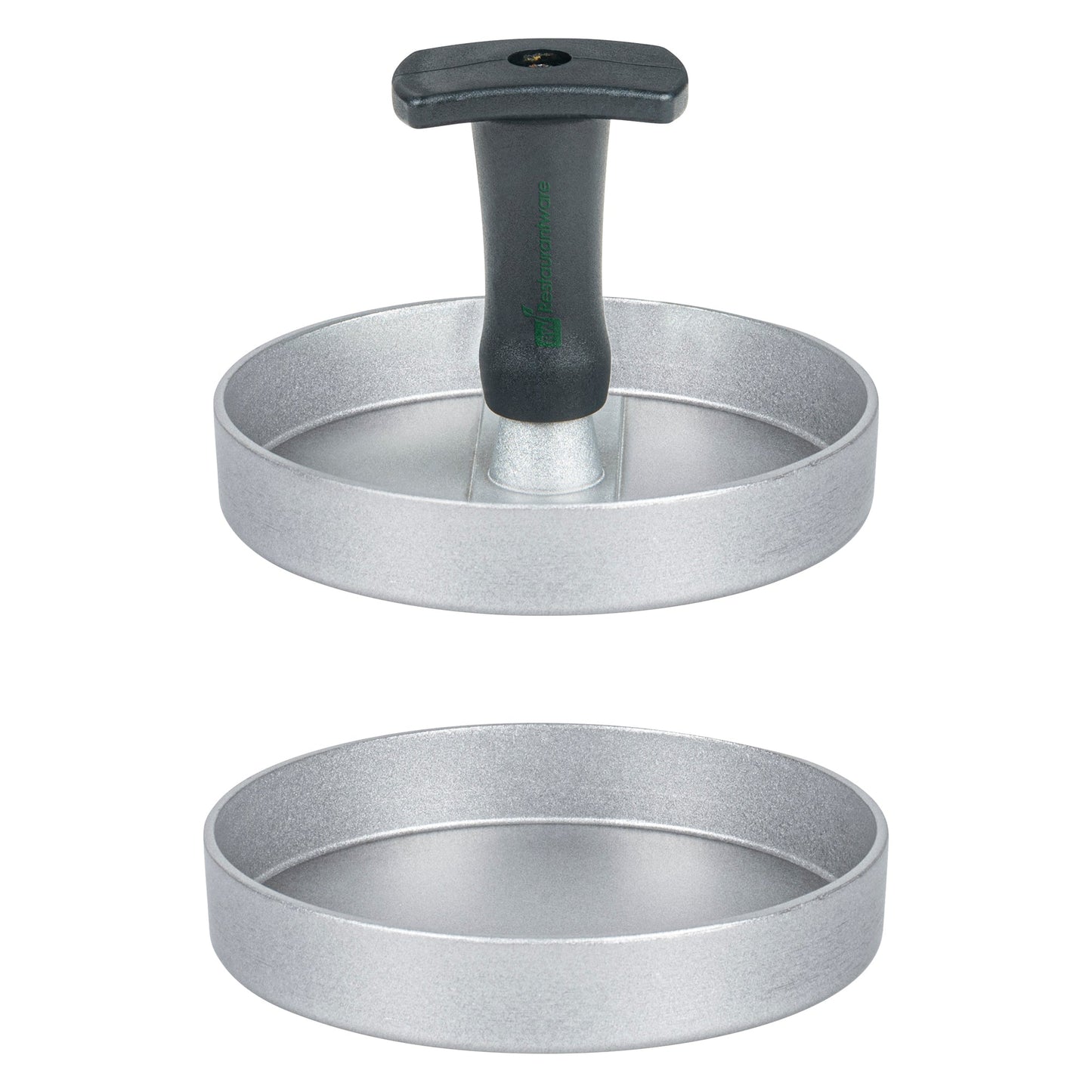 Met Lux Black Aluminum Burger Press - Non-Stick - 4 3/4" x 4 3/4" x 3 1/2" - 1 count box