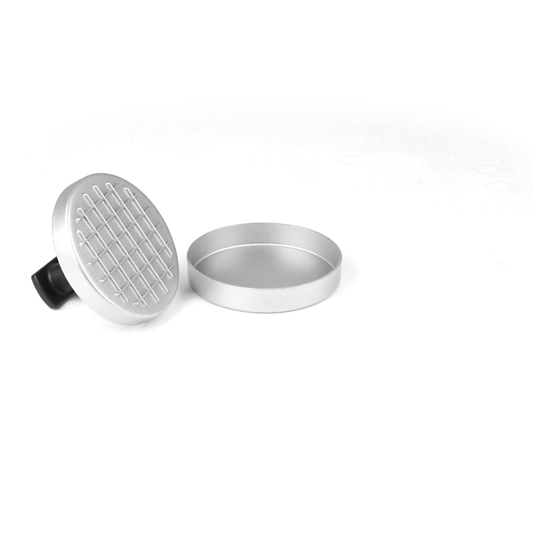 Met Lux Black Aluminum Burger Press - Non-Stick - 4 3/4" x 4 3/4" x 3 1/2" - 1 count box